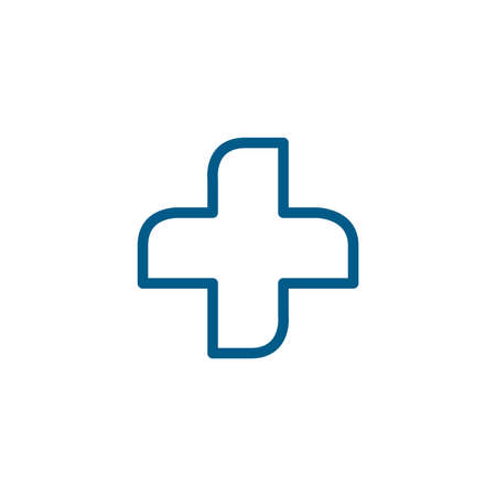 Medical Cross Line Blue Icon On White Background. Blue Flat Style Vector Illustration.のイラスト素材