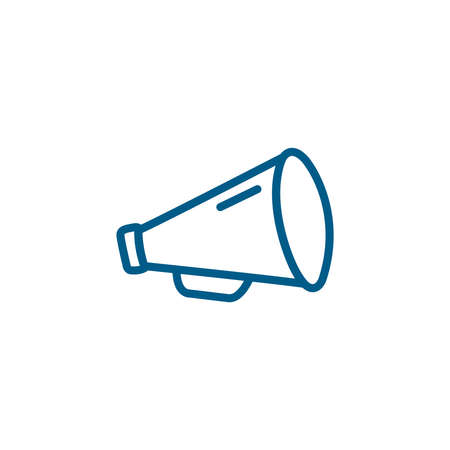 Megaphone Line Blue Icon On White Background. Blue Flat Style Illustration.のイラスト素材