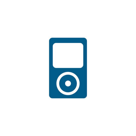 Music Player Blue Icon On White Background. Blue Flat Style Vector Illustration.のイラスト素材