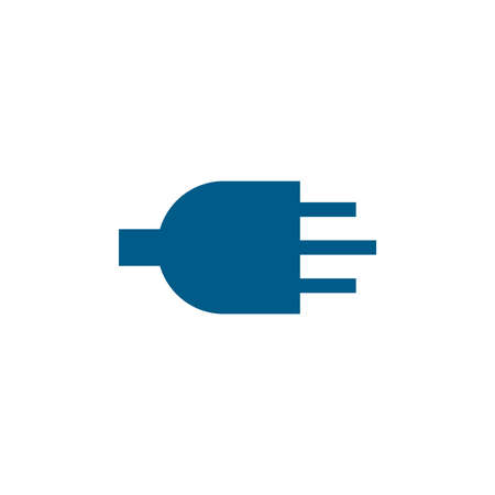 Plug Blue Icon On White Background. Blue Flat Style Vector Illustration.