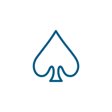 Playing Card Spade Line Blue Icon On White Background. Blue Flat Style Vector Illustration.のイラスト素材