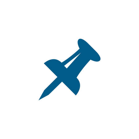 Push Pin Blue Icon On White Background. Blue Flat Style Vector Illustration.のイラスト素材