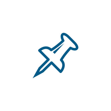Push Pin Line Blue Icon On White Background. Blue Flat Style Vector Illustration.のイラスト素材