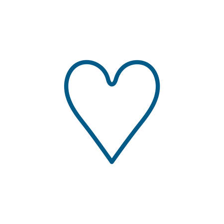 Playing Card Heart Line Blue Icon On White Background. Blue Flat Style Vector Illustration.のイラスト素材