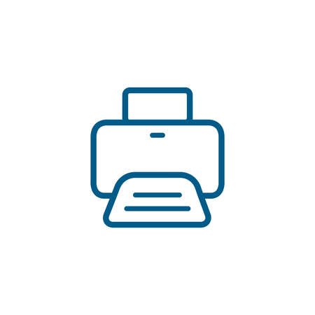 Printer Line Blue Icon On White Background. Blue Flat Style Vector Illustration.のイラスト素材