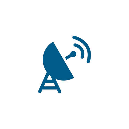 Satellite Dish Blue Icon On White Background. Blue Flat Style Vector Illustration.のイラスト素材