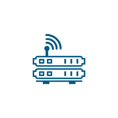 Router Line Blue Icon On White Background. Blue Flat Style Vector Illustration.のイラスト素材