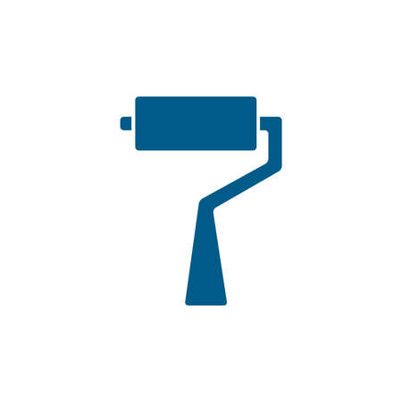 Roller Brush Blue Icon On White Background. Blue Flat Style Vector Illustration.のイラスト素材