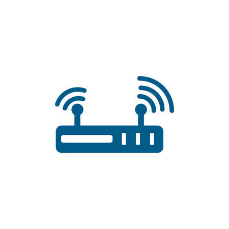 Router Blue Icon On White Background. Blue Flat Style Vector Illustration.のイラスト素材