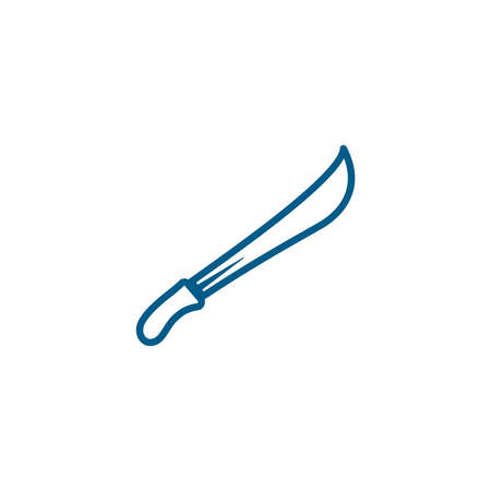 Sword Line Blue Icon On White Background. Blue Flat Style Vector Illustration.のイラスト素材