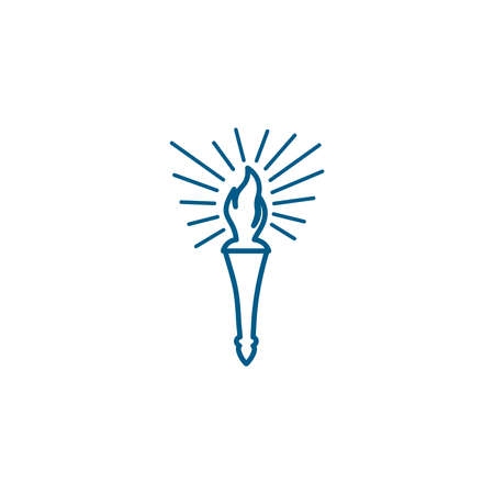 Torch Line Blue Icon On White Background. Blue Flat Style Vector Illustration.のイラスト素材