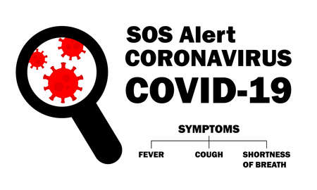 Coronavirus Symptoms Black. Public Health Risk. The Fight Against Coronavirus. Coronavirus 2019-nCoV. Asian Flu COVID-19.のイラスト素材