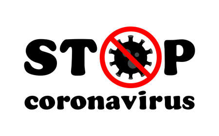 Stop Coronavirus Black Text. The Fight Against Coronavirus. Caution Coronavirus 2019-nCoV. Coronavirus Cell (MERS-Cov) Asian Flu. COVID-19. Public Health Riskのイラスト素材