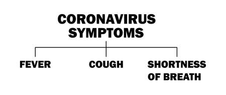 Coronavirus Symptoms Text. Public Health Risk. The Fight Against Coronavirus. Coronavirus 2019-nCoV. Asian Flu COVID-19.のイラスト素材