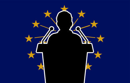 Indiana USA Flag Background Man Speaks. Business Man Presentation Conference Concept.のイラスト素材