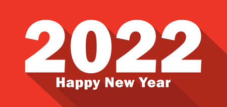 Happy New Year 2022 Long Shadow Design Template. Modern Design for Calendar, Invitations, Greeting Cards, Holidays Flyers or Prints.のイラスト素材