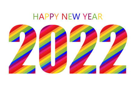 Rainbow Happy New Year 2022 Design Template. Modern Design for Calendar, Invitations, Greeting Cards, Holidays Flyers or Prints.のイラスト素材