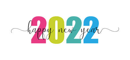 Happy New Year 2022 Design Template. Modern Design for Calendar, Invitations, Greeting Cards, Holidays Flyers or Prints.のイラスト素材