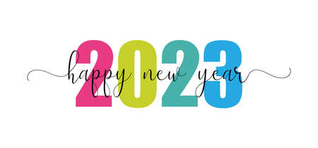 Happy New Year 2023 Design Template. Modern Design for Calendar, Invitations, Greeting Cards, Holidays Flyers or Prints.のイラスト素材