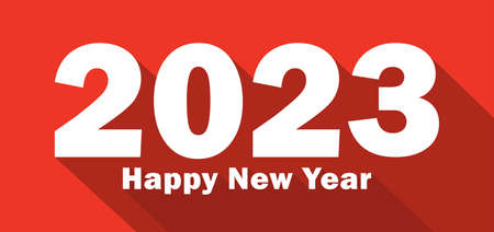 Happy New Year 2023 Long Shadow Design Template. Modern Design for Calendar, Invitations, Greeting Cards, Holidays Flyers or Prints.のイラスト素材