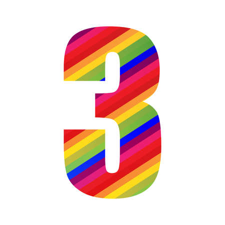 3 Number Rainbow Style Numeral Digit. Colorful Number Vector Illustration Design Isolated on White Background.のイラスト素材
