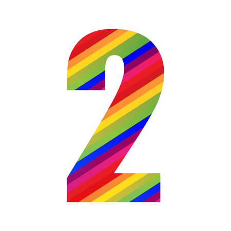 2 Number Rainbow Style Numeral Digit. Colorful Number Vector Illustration Design Isolated on White Background.のイラスト素材