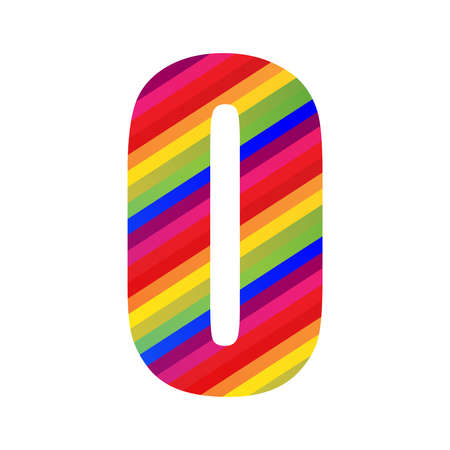 0 Number Rainbow Style Numeral Digit. Colorful Number Vector Illustration Design Isolated on White Background.のイラスト素材