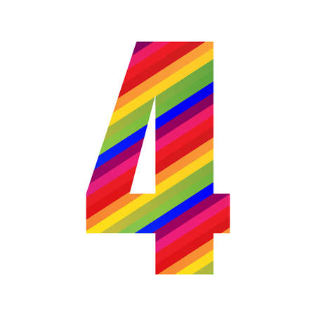 4 Number Rainbow Style Numeral Digit. Colorful Number Vector Illustration Design Isolated on White Background.のイラスト素材