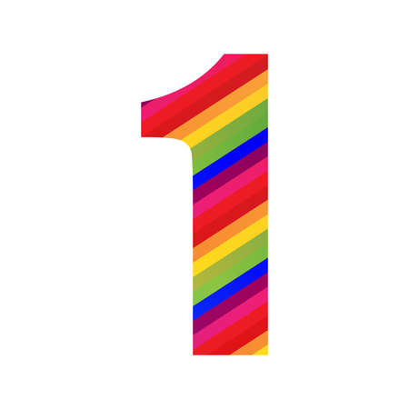 1 Number Rainbow Style Numeral Digit. Colorful Number Vector Illustration Design Isolated on White Background.のイラスト素材