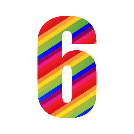 6 Number Rainbow Style Numeral Digit. Colorful Number Vector Illustration Design Isolated on White Background.のイラスト素材