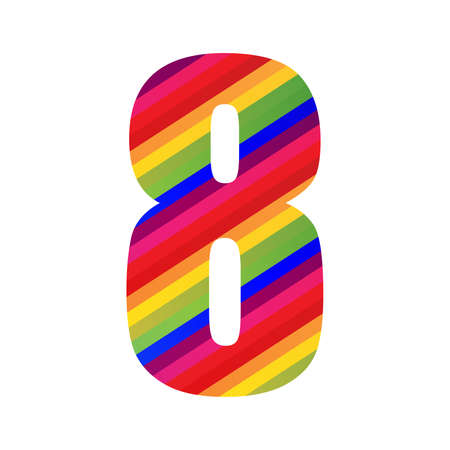 8 Number Rainbow Style Numeral Digit. Colorful Number Vector Illustration Design Isolated on White Background.のイラスト素材