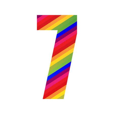 7 Number Rainbow Style Numeral Digit. Colorful Number Vector Illustration Design Isolated on White Background.のイラスト素材