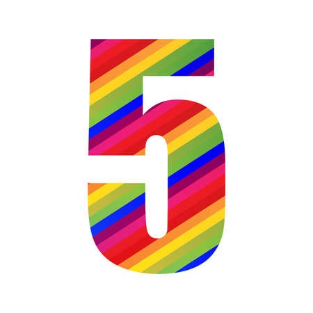 5 Number Rainbow Style Numeral Digit. Colorful Number Vector Illustration Design Isolated on White Background.のイラスト素材
