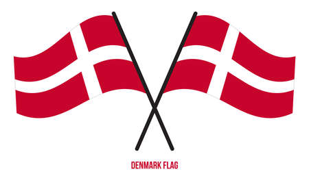 Denmark Flag Waving Vector Illustration on White Background. Denmark National Flag.のイラスト素材