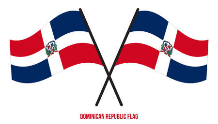 Dominican Republic Flag Waving Vector Illustration on White Background. Dominican National Flag.のイラスト素材