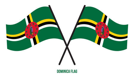 Dominica Flag Waving Vector Illustration on White Background. Dominica National Flag.のイラスト素材