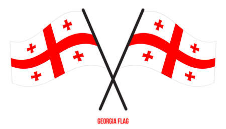 Georgia Flag Waving Vector Illustration on White Background. Georgia National Flag.のイラスト素材