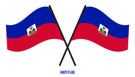 Haiti Flag Waving Vector Illustration on White Background. Haiti National Flag.のイラスト素材