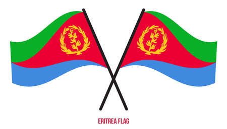 Eritrea Flag Waving Vector Illustration on White Background. Eritrea National Flag.のイラスト素材