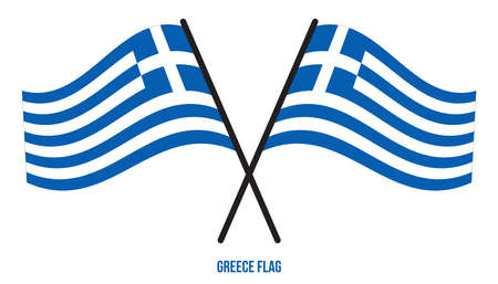 Greece Flag Waving Vector Illustration on White Background. Greece National Flag.のイラスト素材