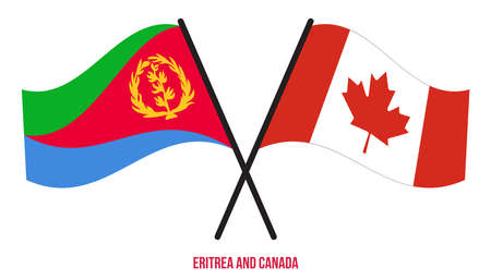 Eritrea and Canada Flags Crossed And Waving Flat Style. Official Proportion. Correct Colors.のイラスト素材