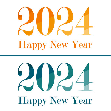 Happy New Year 2024 Design Template. Modern Design for Calendar, Invitations, Greeting Cards, Holidays Flyers or Prints.のイラスト素材