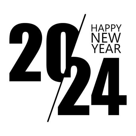 Happy New Year 2024 Design Template. Modern Design for Calendar, Invitations, Greeting Cards, Holidays Flyers or Prints.のイラスト素材