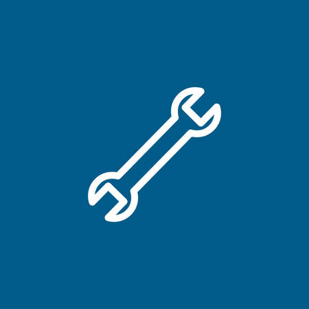 Wrench Line Blue Icon On White Background. Blue Flat Style Vector Illustration.のイラスト素材