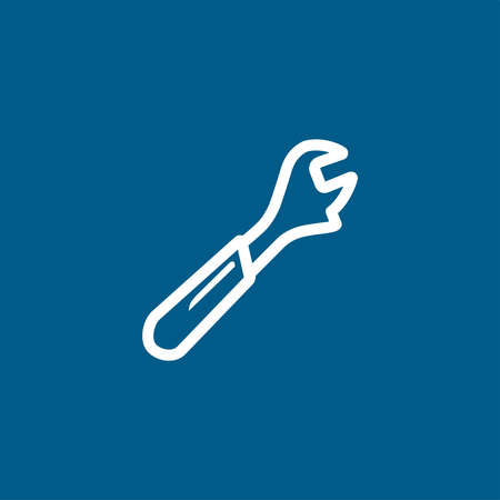 Wrench Line Blue Icon On White Background. Blue Flat Style Vector Illustration.のイラスト素材