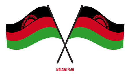 Malawi Flag Waving Vector Illustration on White Background. Malawi National Flag.のイラスト素材