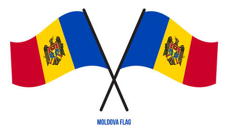 Moldova Flag Waving Vector Illustration on White Background. Moldova National Flag.のイラスト素材