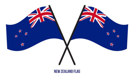New Zealand Flag Waving Vector Illustration on White Background. New Zealand National Flag.のイラスト素材