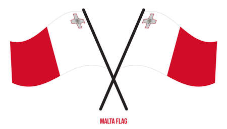 Malta Flag Waving Vector Illustration on White Background. Malta National Flag.のイラスト素材