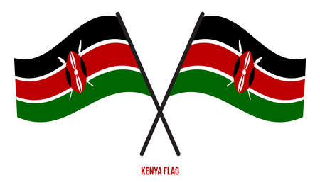 Kenya Flag Waving Vector Illustration on White Background. Kenya National Flag.のイラスト素材